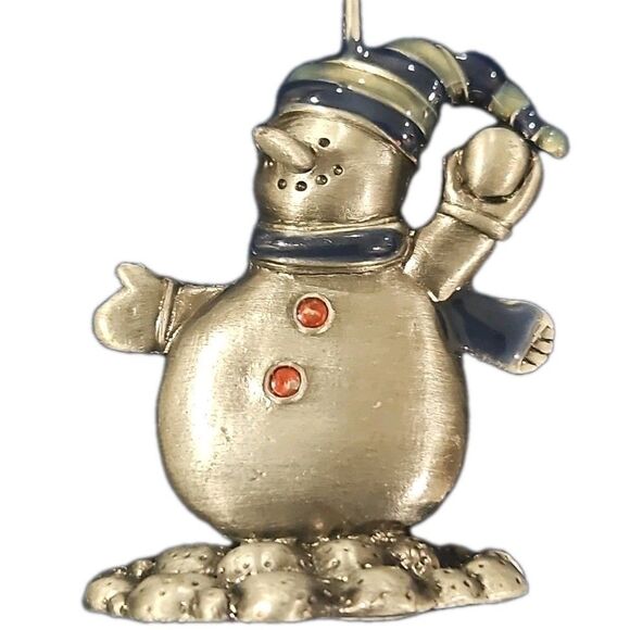 Pewter Snowmen Card Photo Place card Holders Felt Bottom Set of 3 - Picture 3 of 6